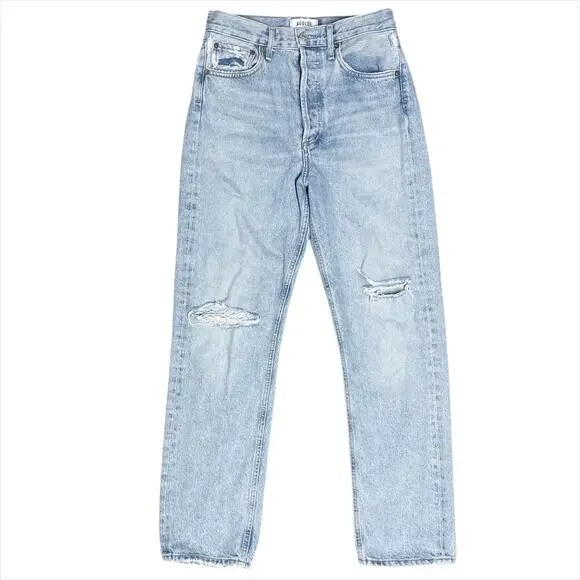 AGOLDE 90's Mid-Rise Loose Fit Jean in Captured Size 24 Button Fly Distressed - Picture 2 of 8